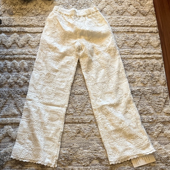 English Factory Pants - English Factory Ivory Embroidered Pants